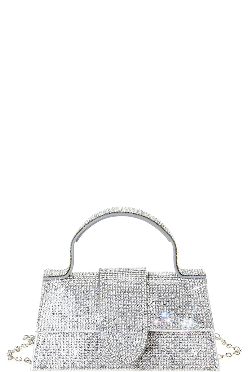 Sac à poignée au design chic all-over en strass
