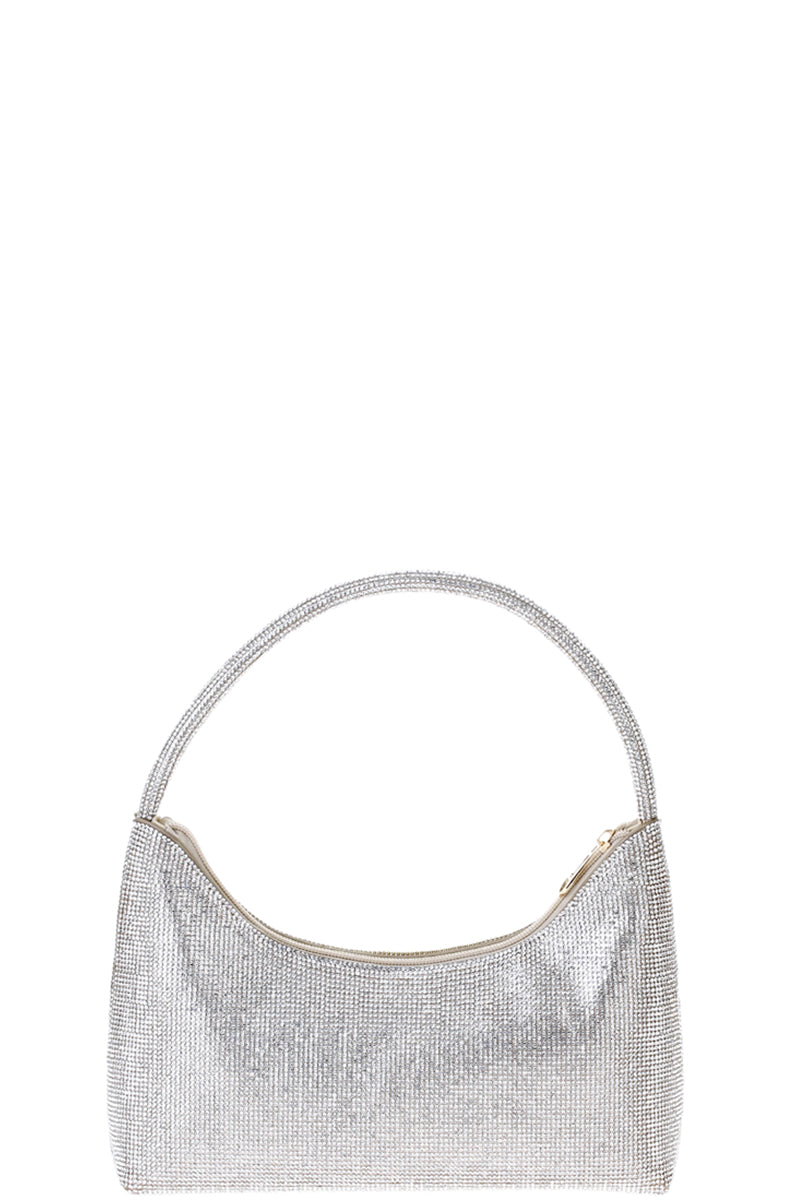 Sac chic à poignée zippée avec courbe en strass
