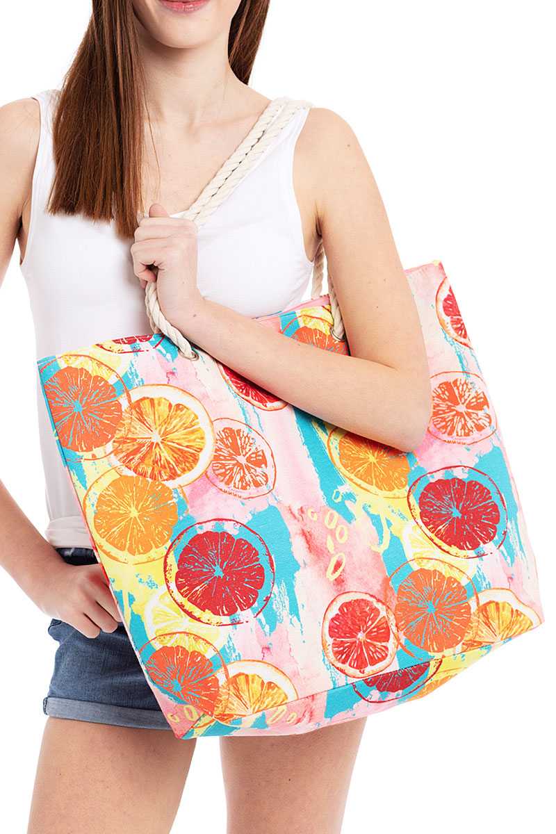 Sac de shopping en toile imprimé aquarelle couleur agrumes