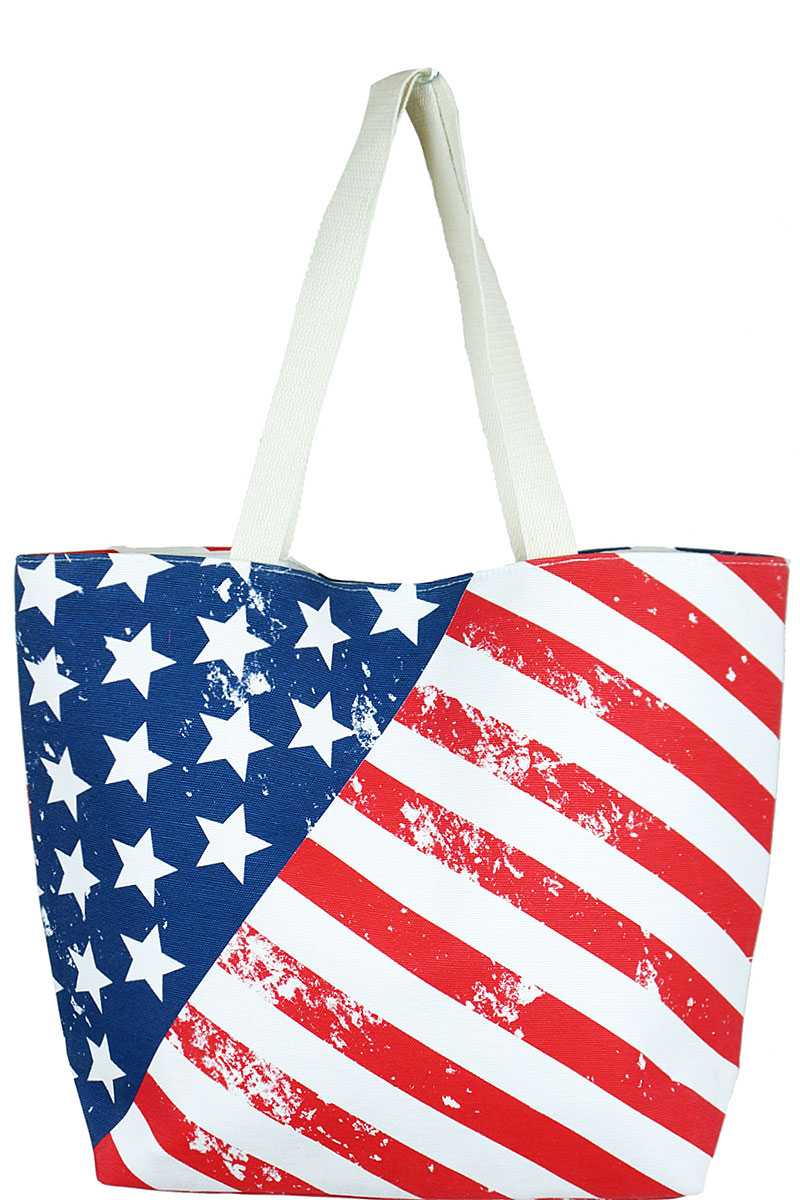 Sac de shopping en toile imprimé drapeau américain