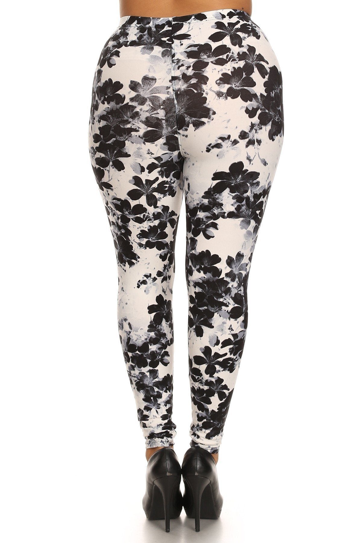Tissu peau de pêche super doux, legging en tricot imprimé graphique floral