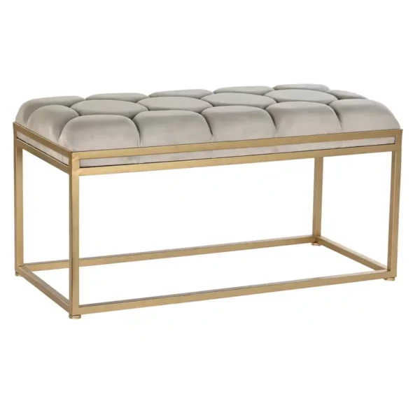 Banc dkd home decor beige metal polyester 100 x 40 x_8529. DIAYTAR SENEGAL - L'Art de Vivre l'Élégance Accessible. Parcourez notre gamme variée et choisissez des produits qui ajoutent une touche de sophistication à votre style.