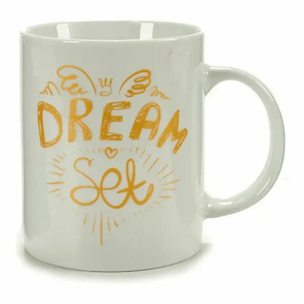 Mug dream porcelaine blanc dore 330 ml 24 unites_4954. DIAYTAR SENEGAL - L'Art de Vivre l'Excellence au Quotidien. Explorez notre gamme et choisissez des produits qui ajoutent une note de prestige à votre vie.