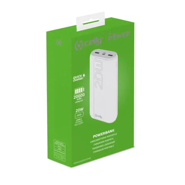 Powerbank celly pbpd20000evowh blanc_1597. DIAYTAR SENEGAL - Où le Shopping Devient une Aventure Culturelle. Plongez dans notre univers de produits qui célèbrent l'héritage et l'artisanat du Sénégal.