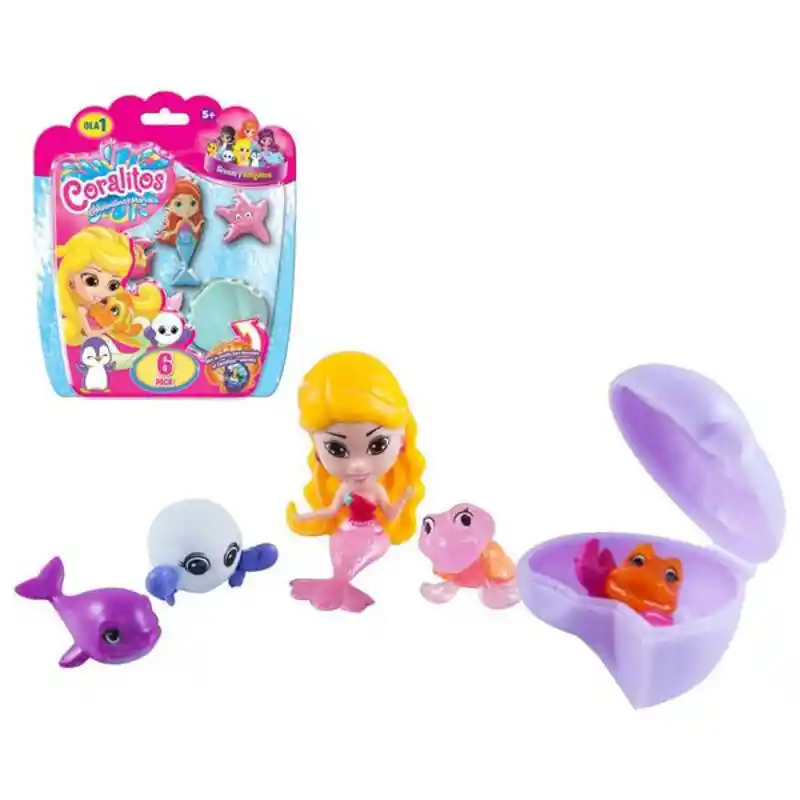 Coffret Animaux du bain BL. CORALITOS-SIRENA Y ANIMALITOS PACK 6,17.8X15X3.8 BIZAK Bizak 3507580 (6 pcs). SUPERDISCOUNT FRANCE