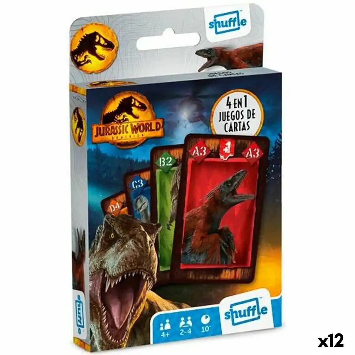 Jeux de Cartes Jurassic World 4-en-1 (12 Unités). SUPERDISCOUNT FRANCE
