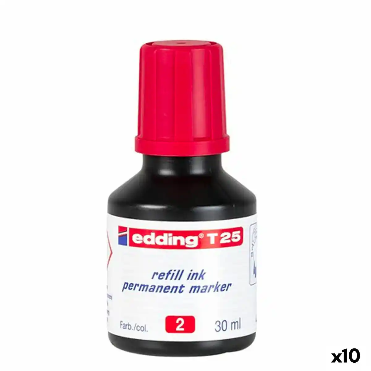 Recharge d'encre Edding T25 Rouge Permanent 30 ml (10Unités). SUPERDISCOUNT FRANCE