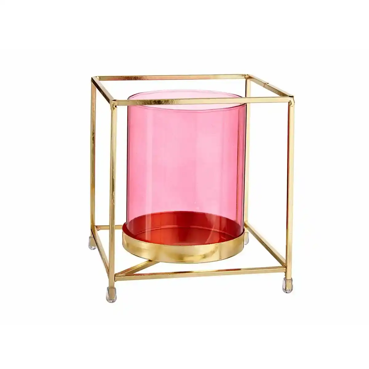 Bougeoir carre rose metal dore verre 14 x 15 5 x 14 cm _5050. DIAYTAR SENEGAL - Votre Plateforme pour un Shopping Inspiré. Explorez nos offres variées et découvrez des articles qui stimulent votre créativité et embellissent votre vie.
