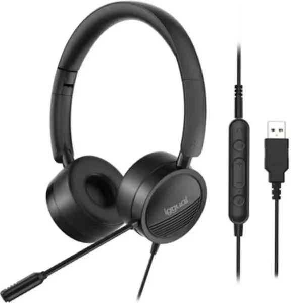 Casque avec Microphone iggual Dual Tech Noir. SUPERDISCOUNT FRANCE