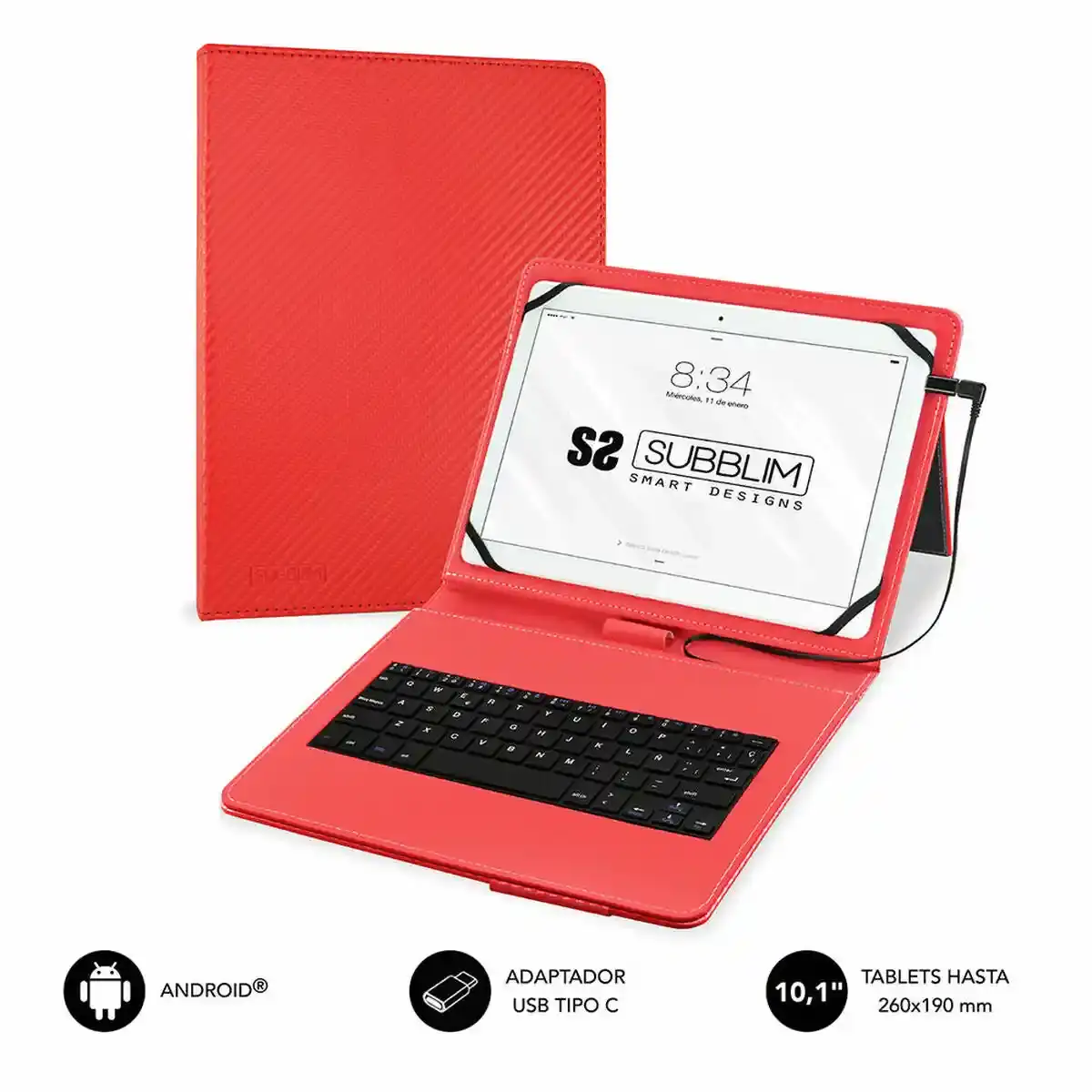 Étui pour tablette et clavier Subblim KEYTAB PRO 10.1" Rouge. SUPERDISCOUNT FRANCE
