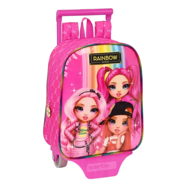 Sac à dos scolaire à roulettes Rainbow High Fuchsia (22 x 28 x 10 cm). SUPERDISCOUNT FRANCE