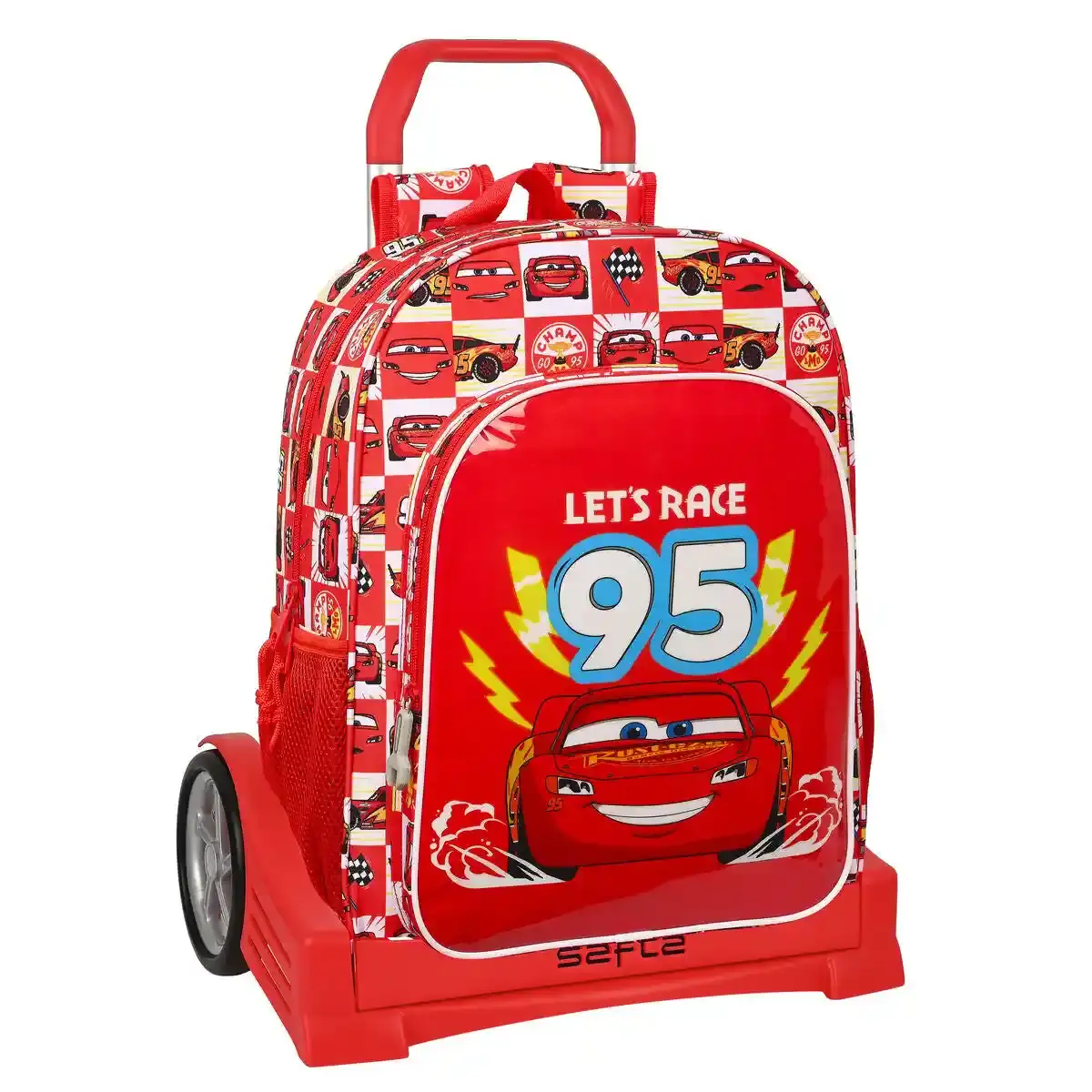 Sac à dos scolaire à roulettes Cars Let's race Rouge Blanc (33 x 42 x 14 cm). SUPERDISCOUNT FRANCE