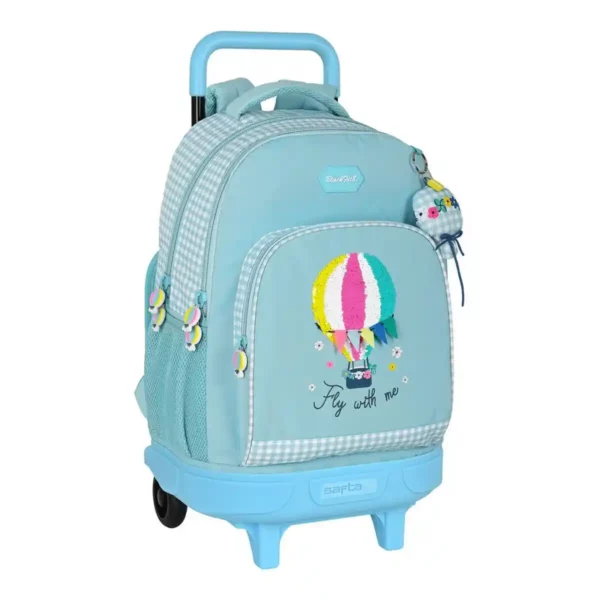 Sac à dos scolaire à roulettes BlackFit8 Fly with me Blanc Bleu ciel 22 L. SUPERDISCOUNT FRANCE