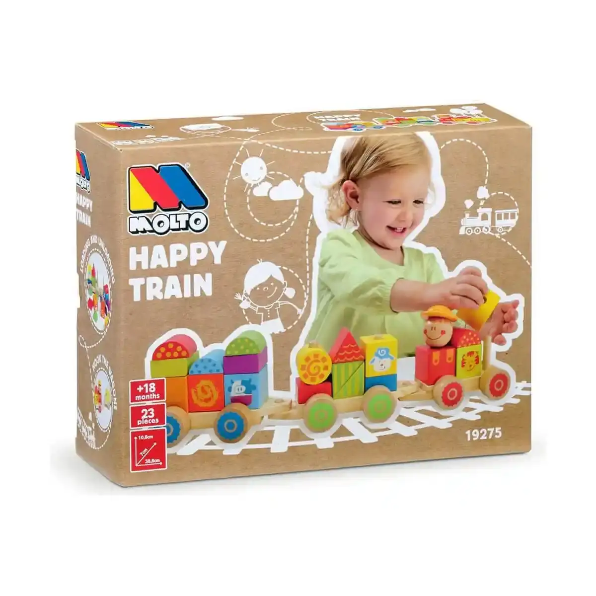 Jouet bébé Moltó Happy Train 23 Pièces Bois. SUPERDISCOUNT FRANCE