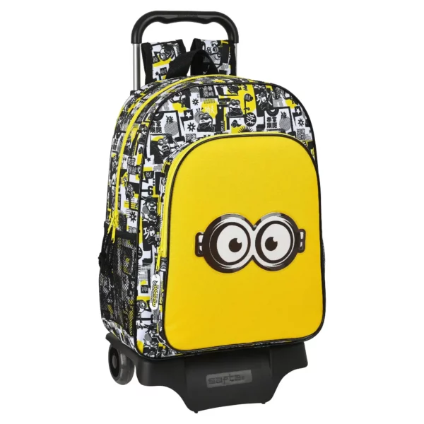 Sac à dos scolaire à roulettes Minions M313L Noir Blanc Jaune 14 L. SUPERDISCOUNT FRANCE