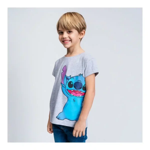 T-shirt manches courtes enfant Stitch Gris. SUPERDISCOUNT FRANCE