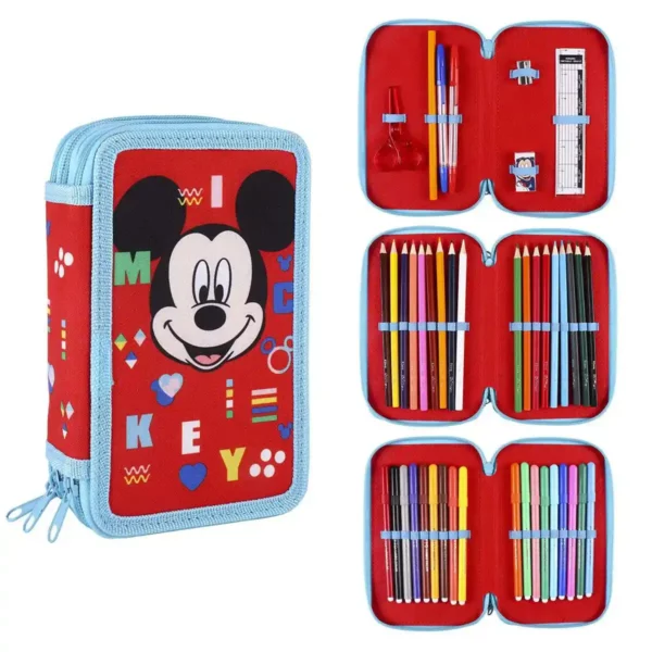 Trousse Triple Mickey Mouse 43 Pièces Rouge (12 x 19,5 x 6,5 cm). SUPERDISCOUNT FRANCE