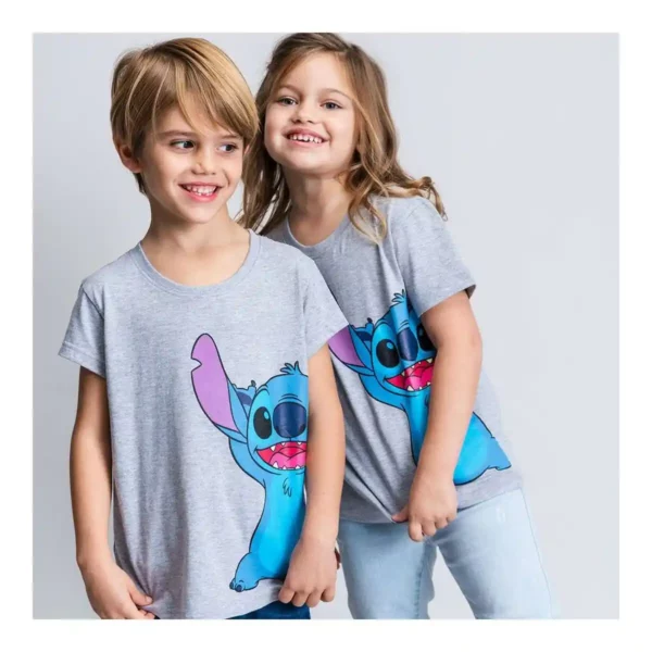 T-shirt manches courtes enfant Stitch Gris. SUPERDISCOUNT FRANCE