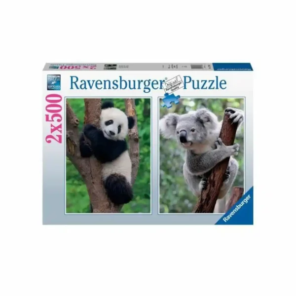 Puzzle Ravensburger Panda & Koala 2 x 500 pièces. SUPERDISCOUNT FRANCE
