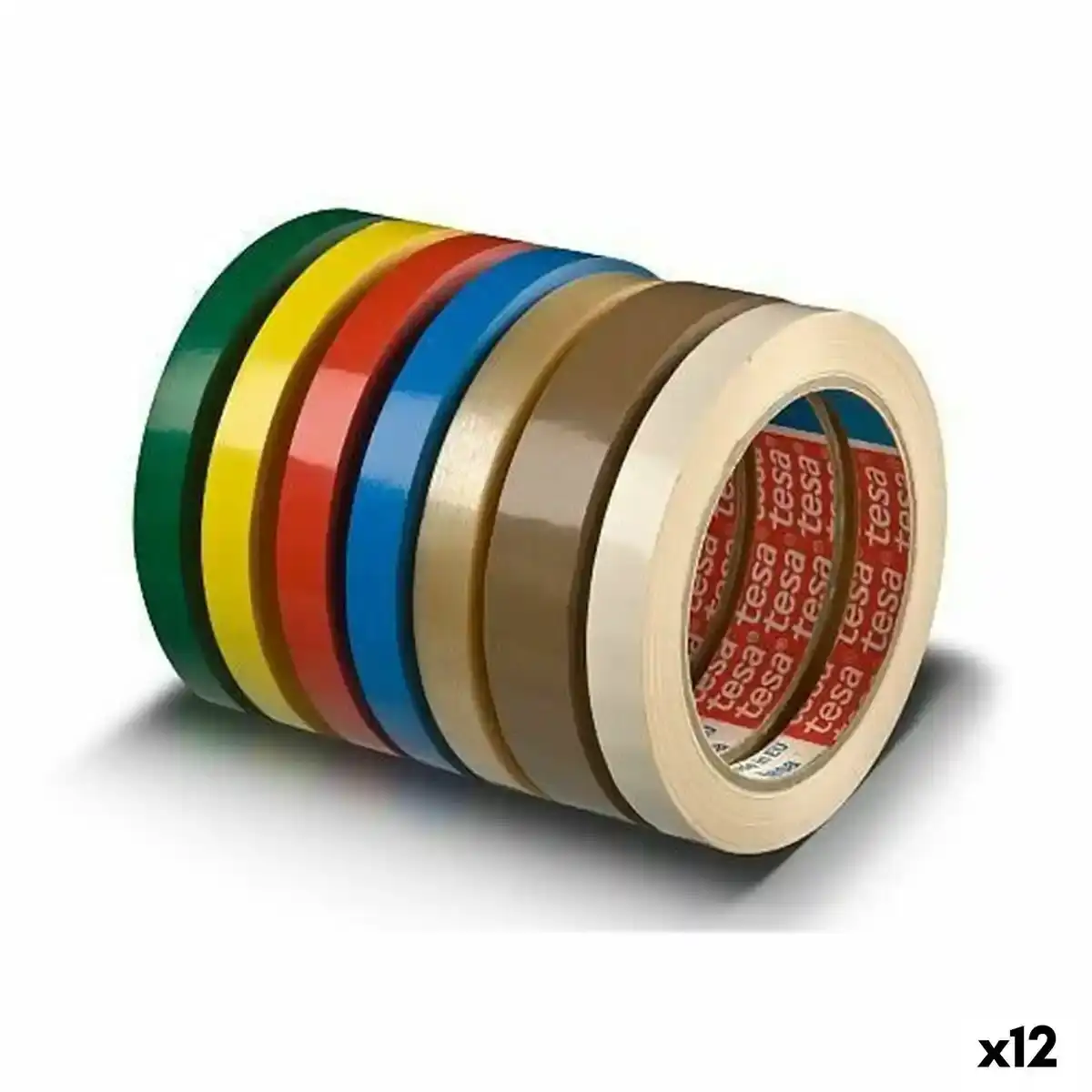 Ruban Adhésif TESA 66 m 12 mm Vert PVC (12 Unités). SUPERDISCOUNT FRANCE