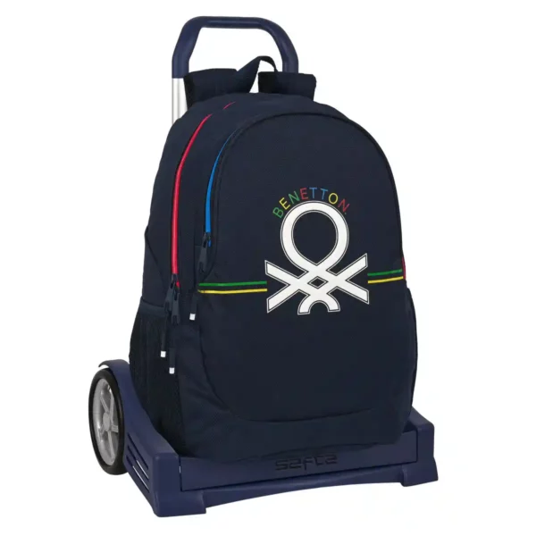 Sac à Dos Scolaire à Roulettes Benetton Sixties Bleu Marine (32 x 44 x 16 cm). SUPERDISCOUNT FRANCE