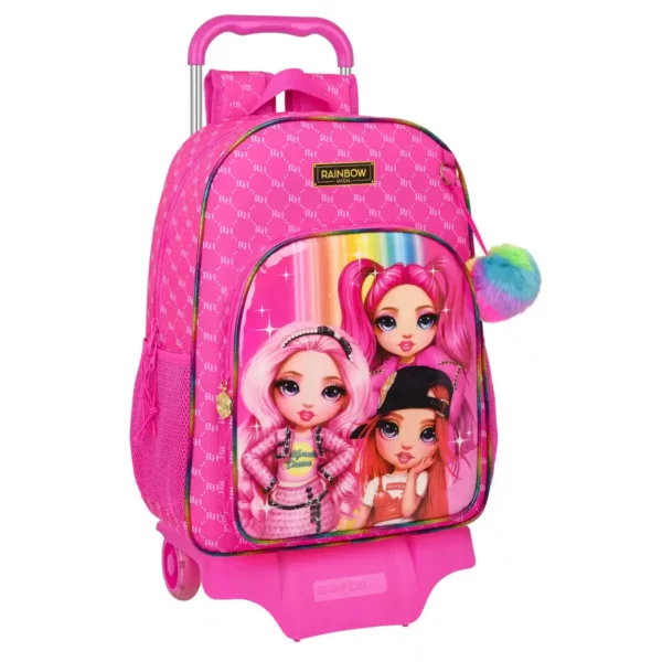 Sac à dos scolaire à roulettes Rainbow High Fuchsia 14 L. SUPERDISCOUNT FRANCE