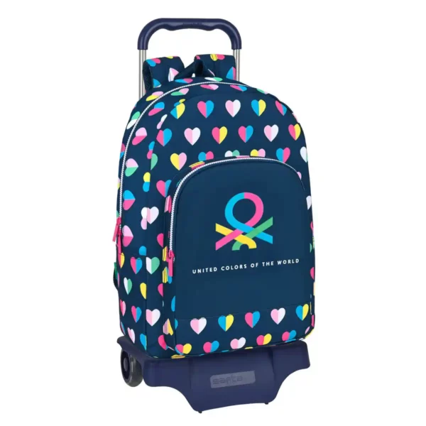 Sac à Dos Scolaire à Roulettes Benetton Corazones Bleu Marine 14 L. SUPERDISCOUNT FRANCE