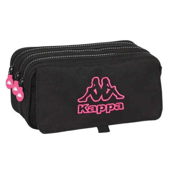 Triple Cabas Kappa Noir et rose Noir (21,5 x 10 x 8 cm). SUPERDISCOUNT FRANCE