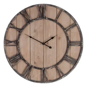 Horloge murale noir naturel 60 x 4 x 60 cm dmf_9196. DIAYTAR SENEGAL - L'Art du Shopping Éclairé. Naviguez à travers notre plateforme intuitive et découvrez une variété d'articles soigneusement sélectionnés pour répondre à vos besoins et à vos envies.