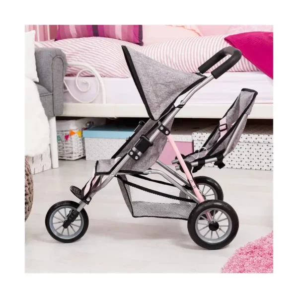 Poupée Poussette Reig Jogger Gris Rose Roues x 3 Twinned. SUPERDISCOUNT FRANCE