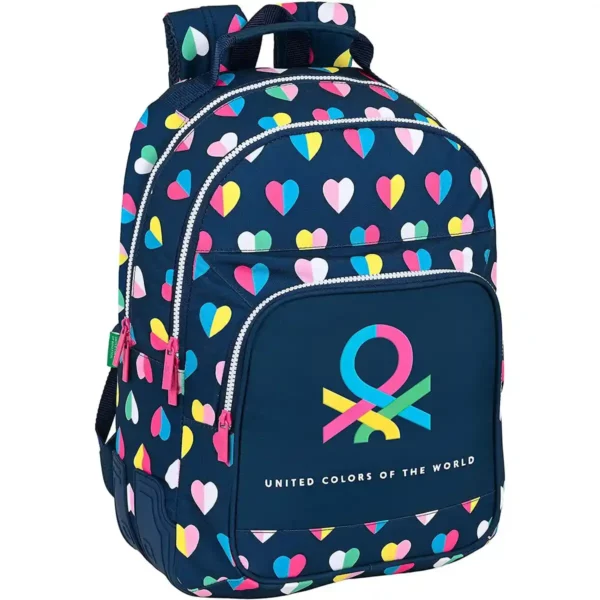 Cartable Benetton Corazones Multicolore Bleu Marine. SUPERDISCOUNT FRANCE