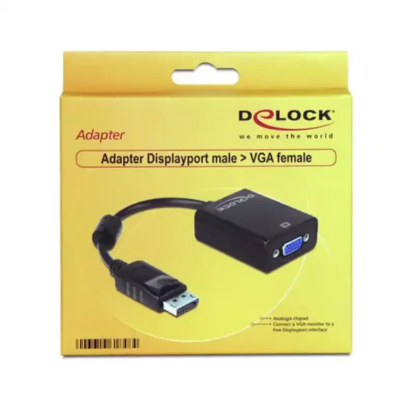 Adaptateur DisplayPort vers VGA DELOCK 61848 Noir. SUPERDISCOUNT FRANCE