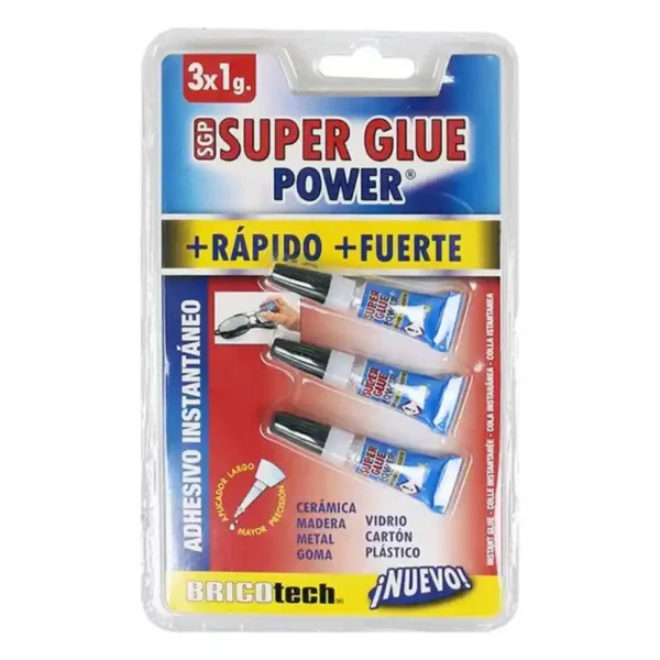Colle Bricotech Super Glue Power (3 uds). SUPERDISCOUNT FRANCE