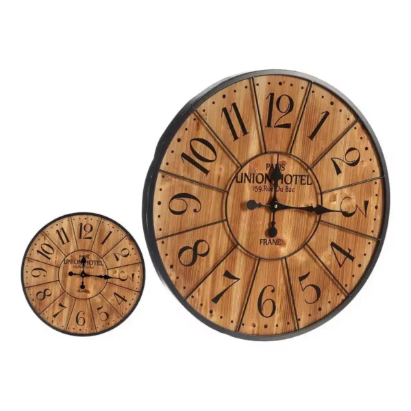 Horloge murale noir marron fonce metal bois 60 x 4 5 x 60 cm _6891. DIAYTAR SENEGAL - L'Art de Vivre en Couleurs. Découvrez notre boutique en ligne et trouvez des produits qui ajoutent une palette vibrante à votre quotidien.