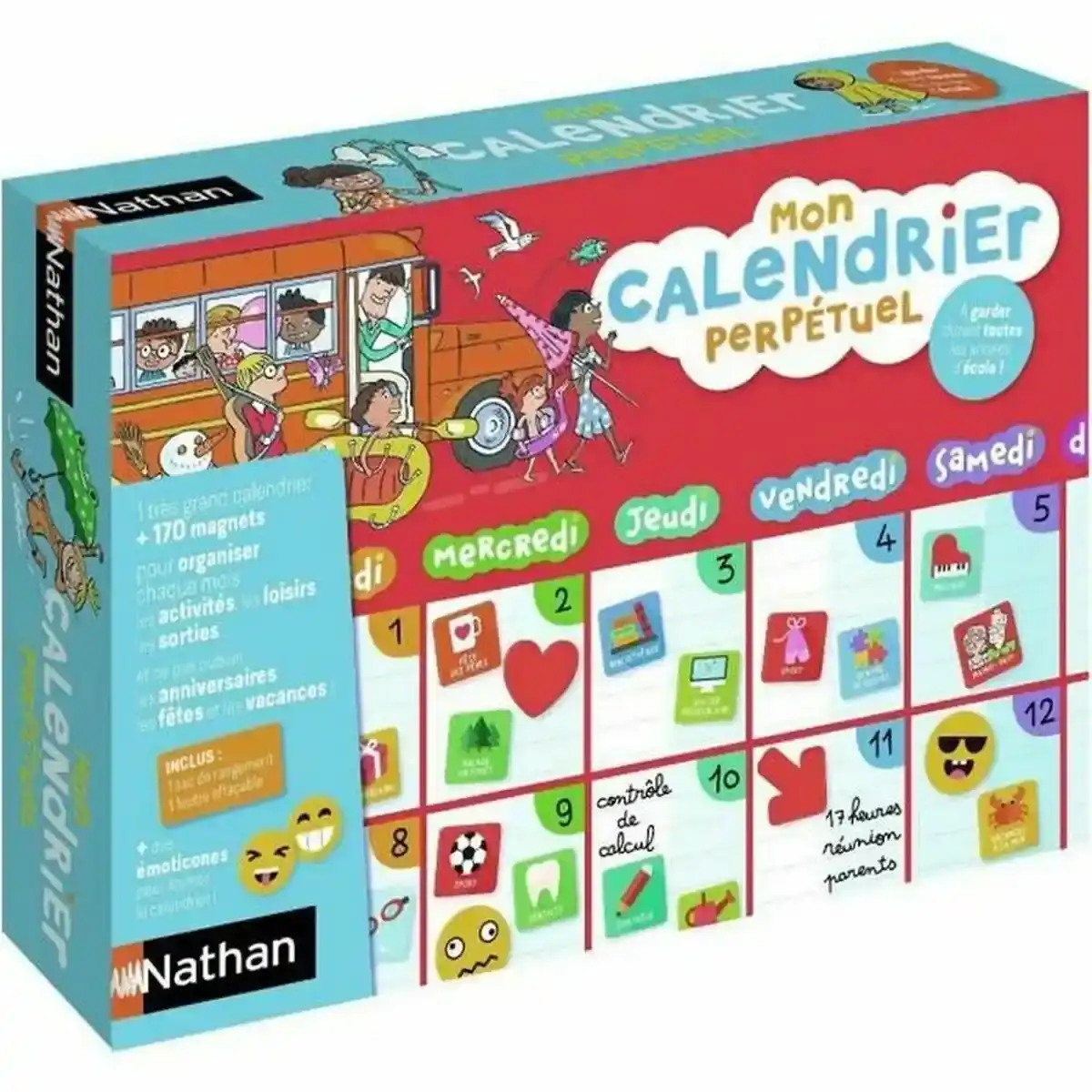 Jeu de société Nathan Mon Calendrier Magnétique Perpétuel (FR). SUPERDISCOUNT FRANCE