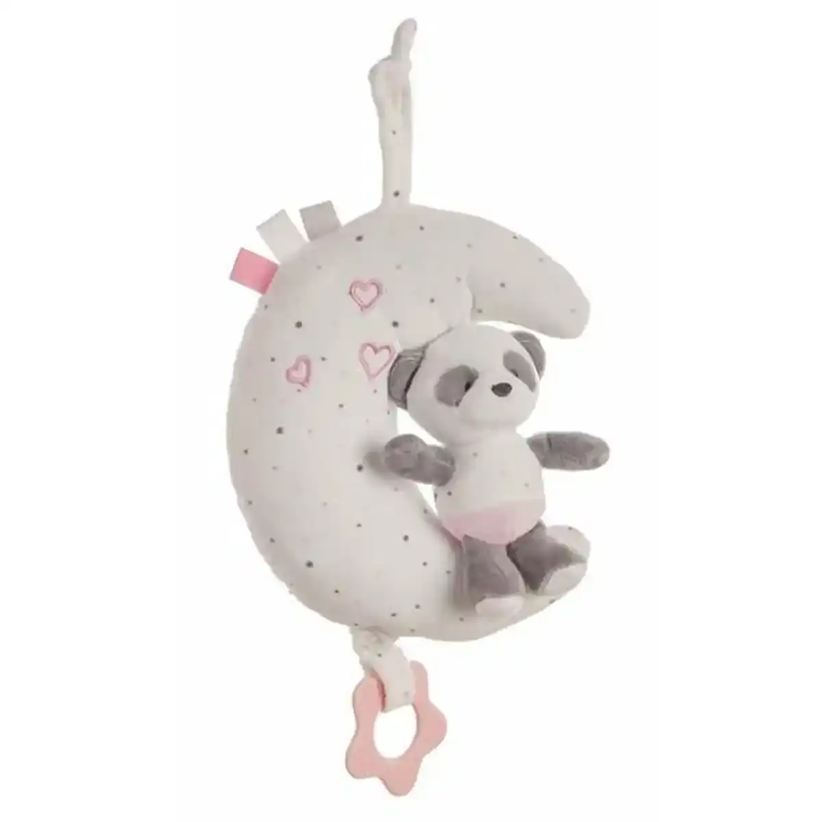 Hochet Musical Bébé Panda Rose 25 cm Lune. SUPERDISCOUNT FRANCE