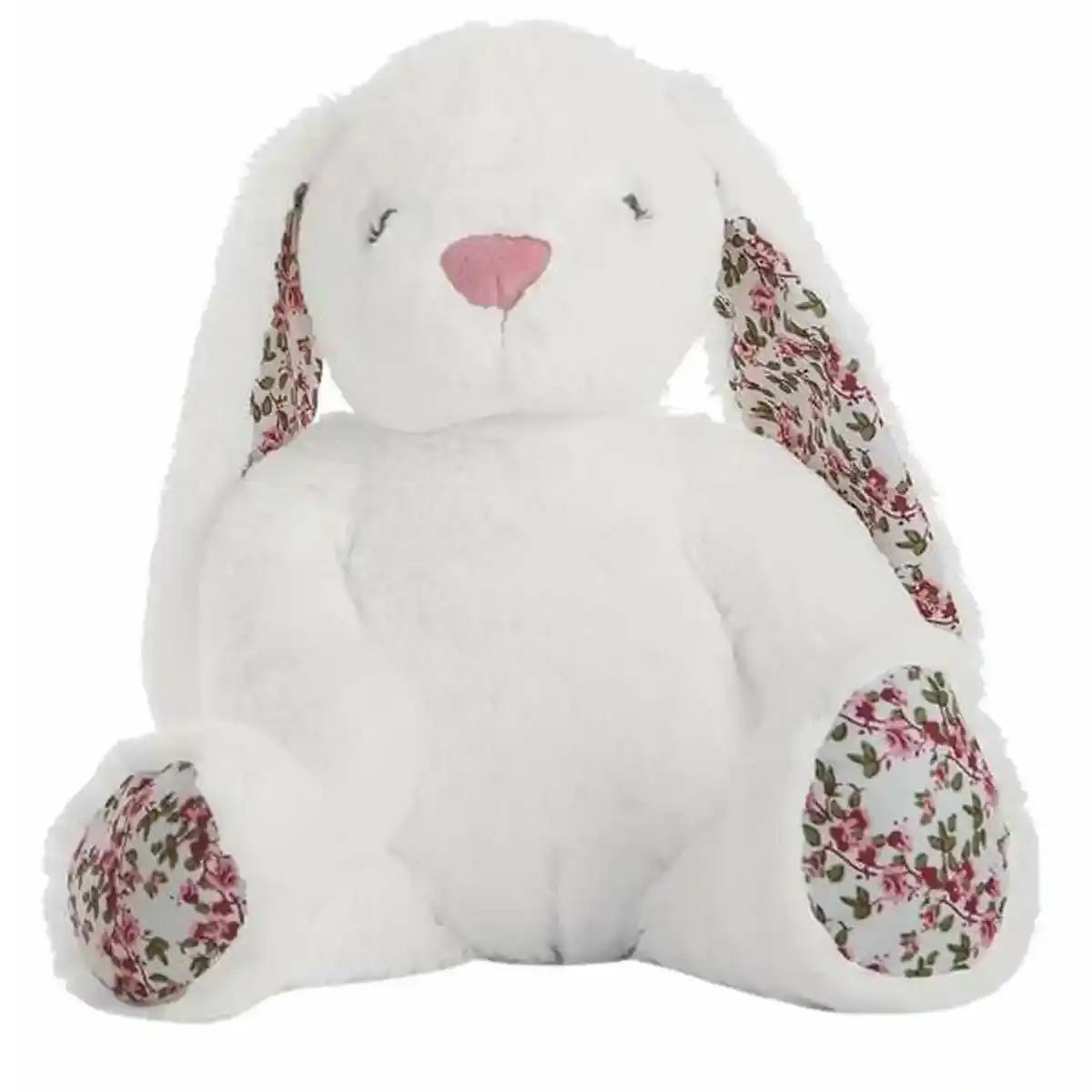 Peluche Lapin Fleurs Blanc 40 cm. SUPERDISCOUNT FRANCE