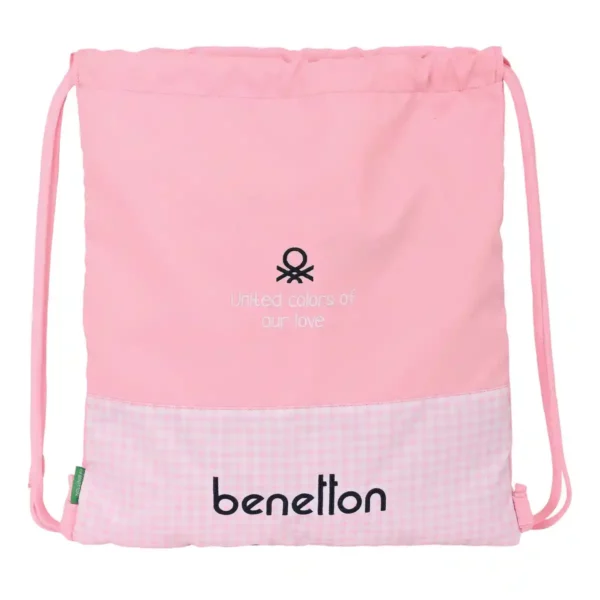 Sac à Dos à Cordes Benetton Vichy Rose (35 x 40 x 1 cm). SUPERDISCOUNT FRANCE