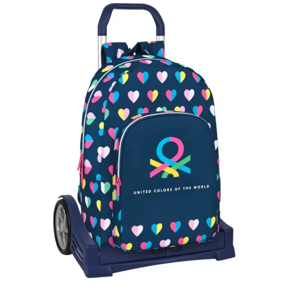 Sac à Dos Scolaire à Roulettes Benetton Corazones Bleu Marine 14 L. SUPERDISCOUNT FRANCE