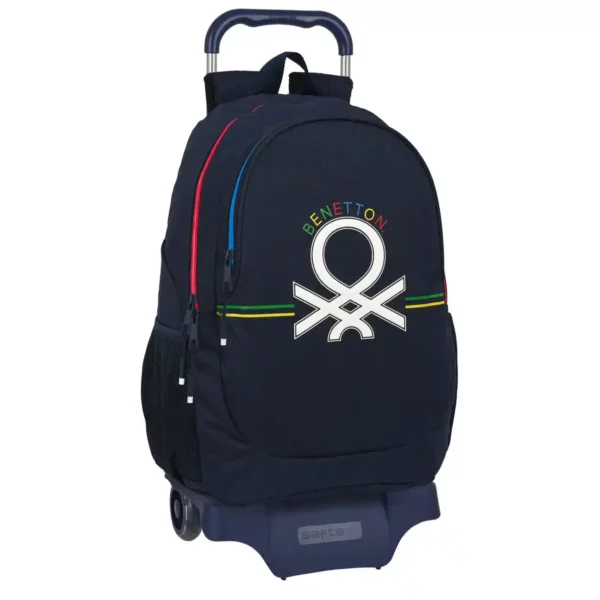 Sac à Dos Scolaire à Roulettes Benetton Sixties Bleu Marine (32 x 44 x 16 cm). SUPERDISCOUNT FRANCE