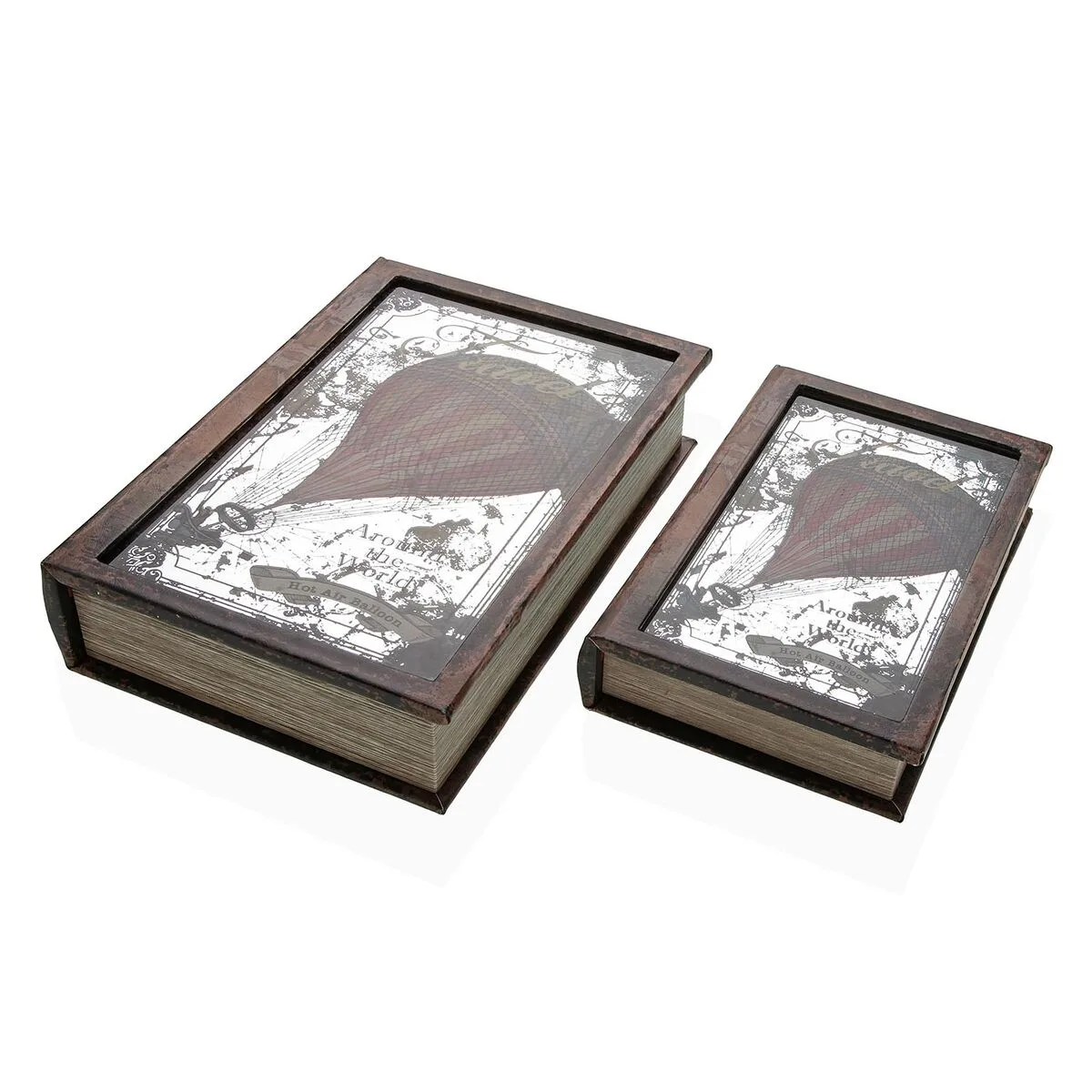 BOÎTE DÉCORATIVE VERSA TOILE BOIS MDF GLOBE TERRESTRE – Image 2