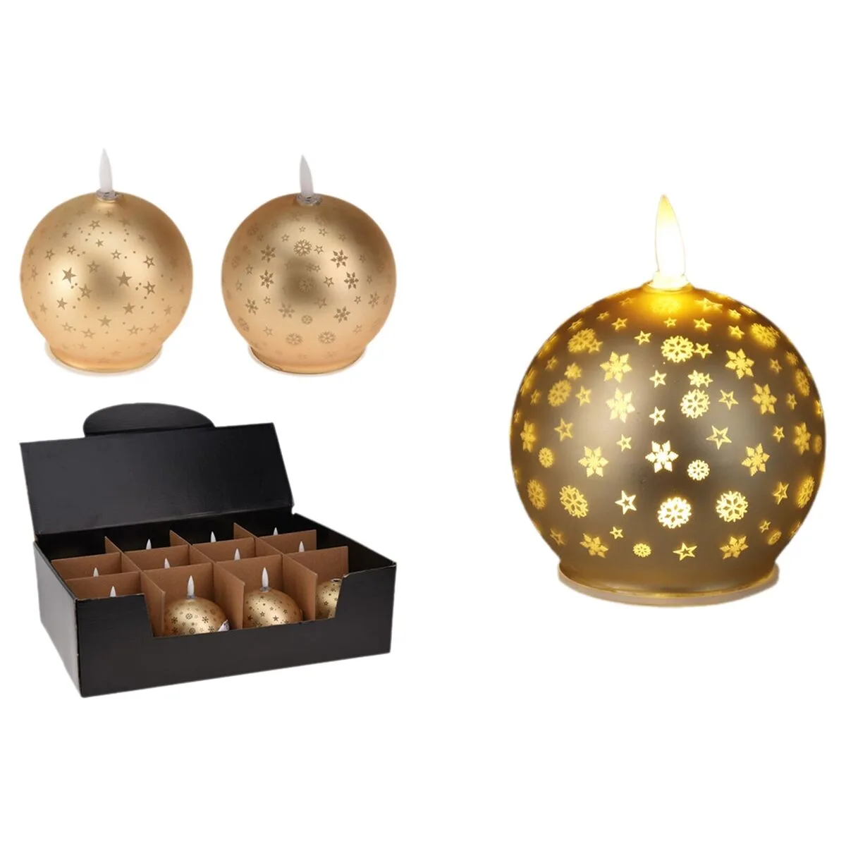 BOUGIE LED LIFETIME DORÉ BOULE DE NOËL (AAA) – Image 2