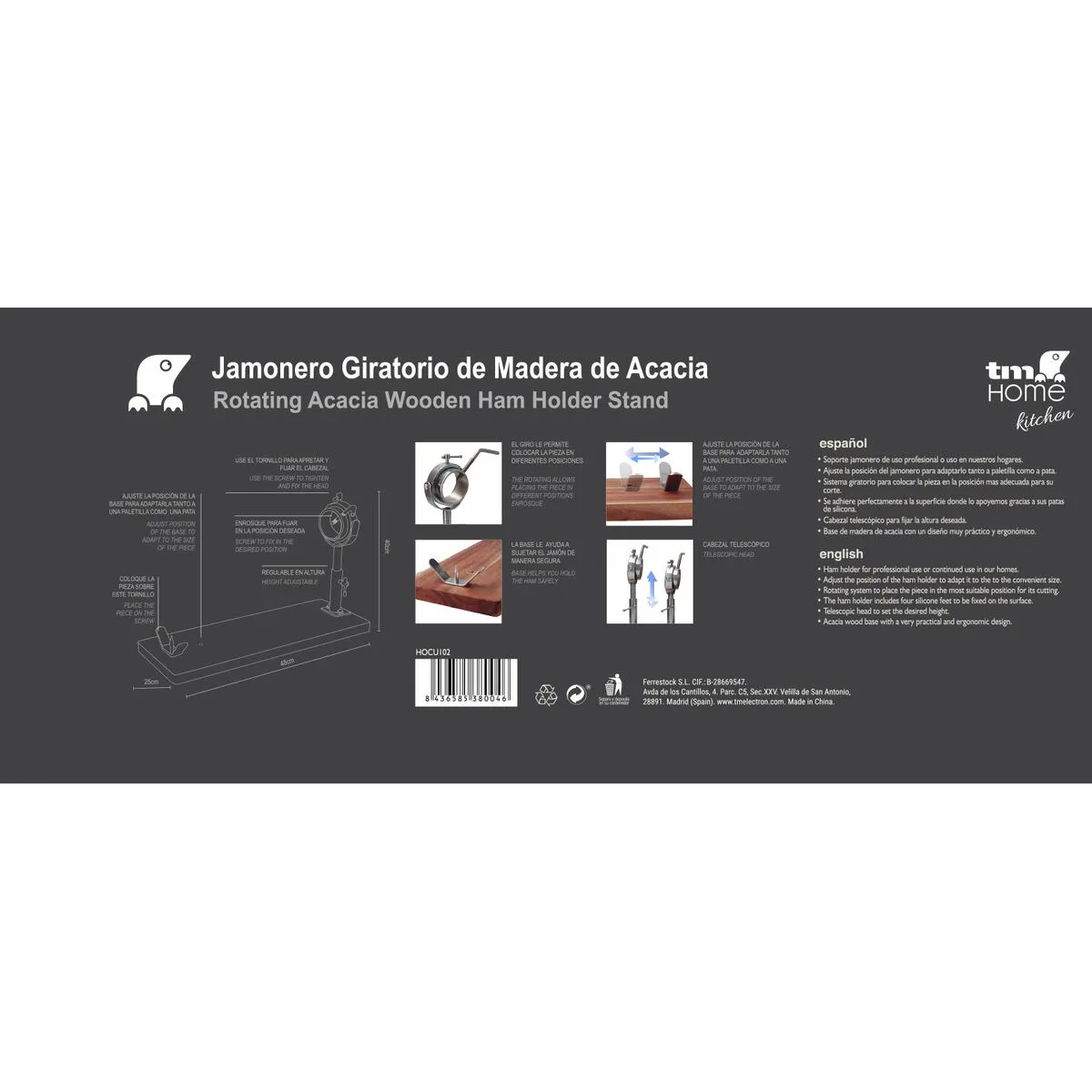 Jambonnier en bois tm home 20 x 54 cm s650141754. Diaytar : Parce que bien acheter, c'est économiser