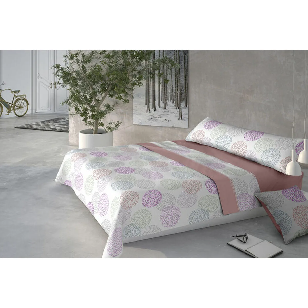JEU DE DRAPS PIERRE CARDIN CORALINA DORIS ROSE GRAN LIT 2 PERSONES