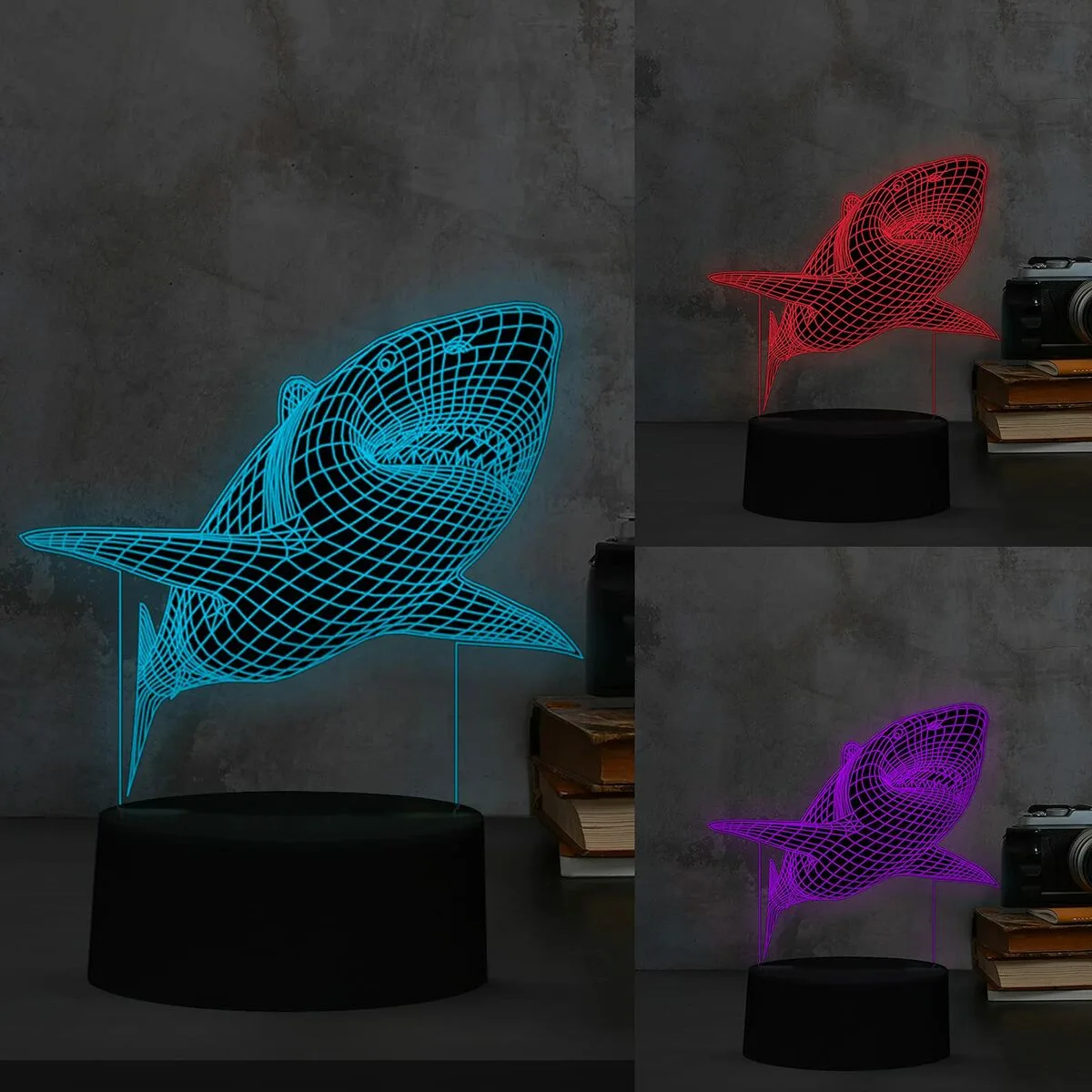 Lampe led itotal 3d requin 12 1 x 4 x 20 7 cm plastique 21 cm s841858312. Diaytar : Des offres irrésistibles chaque jour