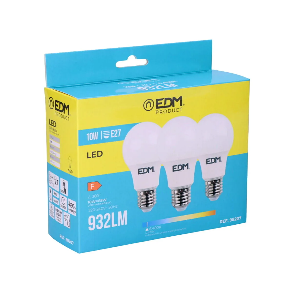 Pack de 3 ampoules led edm 98207 f 60 w 10 w 68 w e27 810 lm 932 lm o 6 x 10 8 cm 6400 k s791741889. Optimisez votre budget avec Diaytar Sénégal
