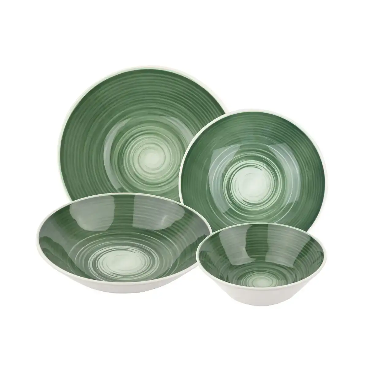 Assietes spiral vert 18 pieces_5868. DIAYTAR SENEGAL - Où l'Élégance Rencontré l'Accessibilité. Parcourez notre catalogue et trouvez des produits qui apportent une touche de sophistication à votre vie quotidienne sans compromettre votre budget.