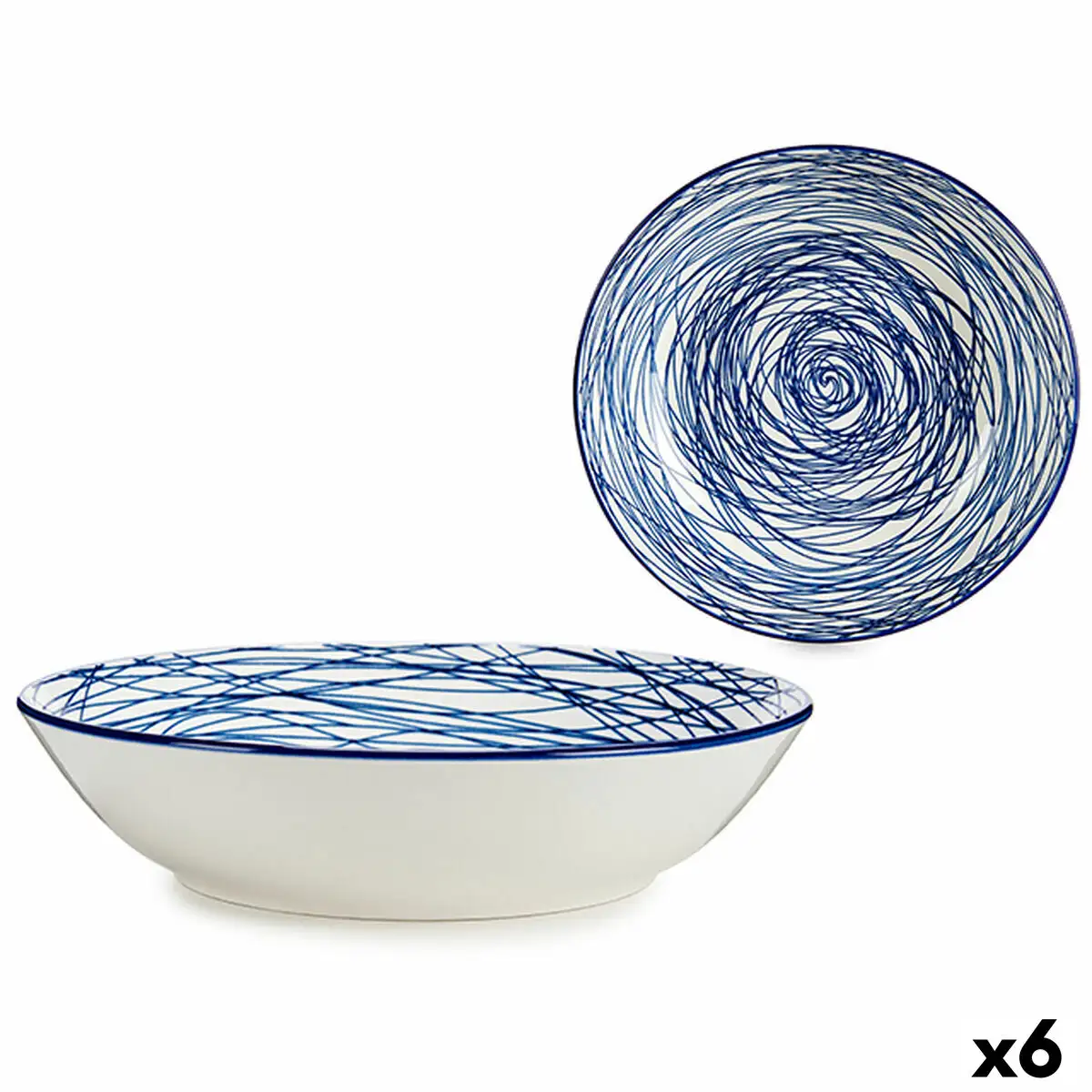 Assiette creuse rayures porcelaine bleu blanc 6 unites 20 x 4 7 x 20 cm _5304. DIAYTAR SENEGAL - Où Choisir est une Célébration de l'Artisanat. Explorez notre boutique en ligne et choisissez des articles qui incarnent l'art et le savoir-faire du Sénégal.