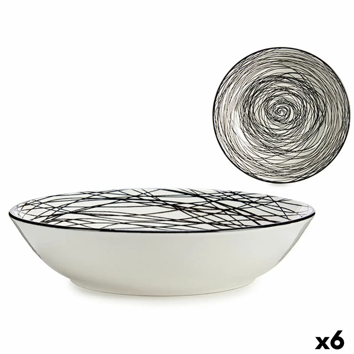 Assiette creuse rayures porcelaine noir blanc 6 unites 20 x 4 7 x 20 cm _9637. DIAYTAR SENEGAL - Votre Portail Vers l'Exclusivité. Explorez notre boutique en ligne pour trouver des produits uniques et exclusifs, conçus pour les amateurs de qualité.