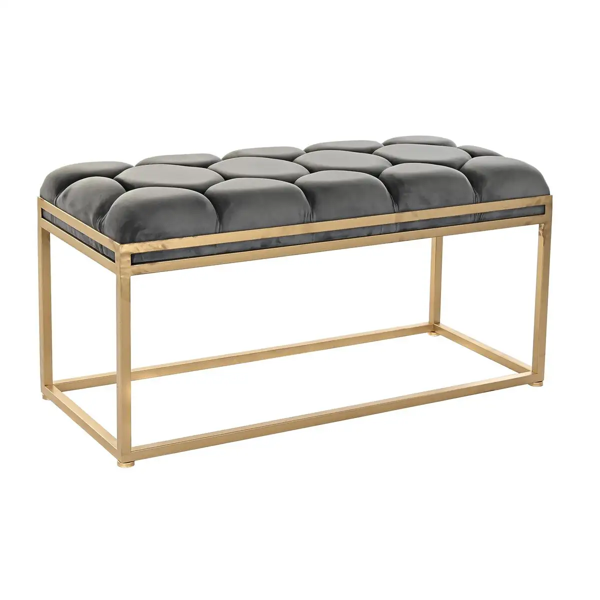 Banquette dkd home decor dore gris fonce metal plastique 100 x 40 x 50 cm_2964. DIAYTAR SENEGAL - Où Choisir est un Acte d'Amour pour le Sénégal. Explorez notre boutique en ligne et choisissez des articles qui célèbrent la culture et l'artisanat du pays.